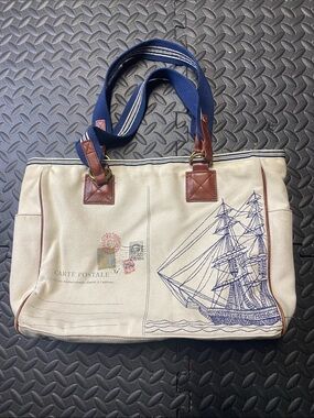 Anthropology Seafarer & Postcard Canvas Tote